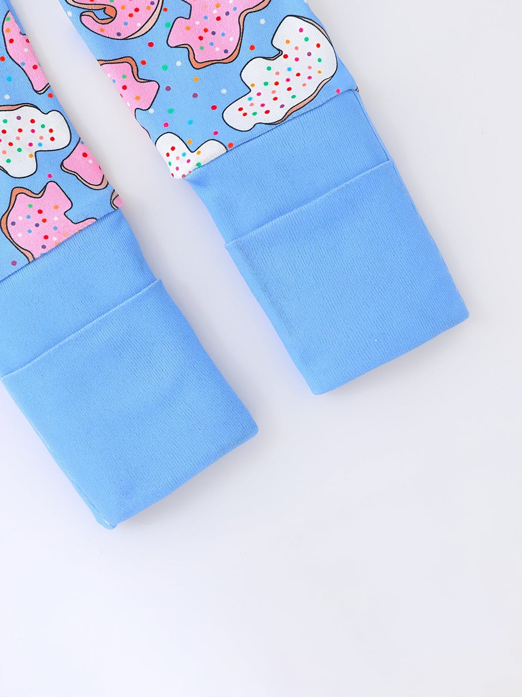 Baby and Toddler Donut Print Zip Romper in Blue with Long Sleeves and Cuffed Ankles for Everyday Dressing