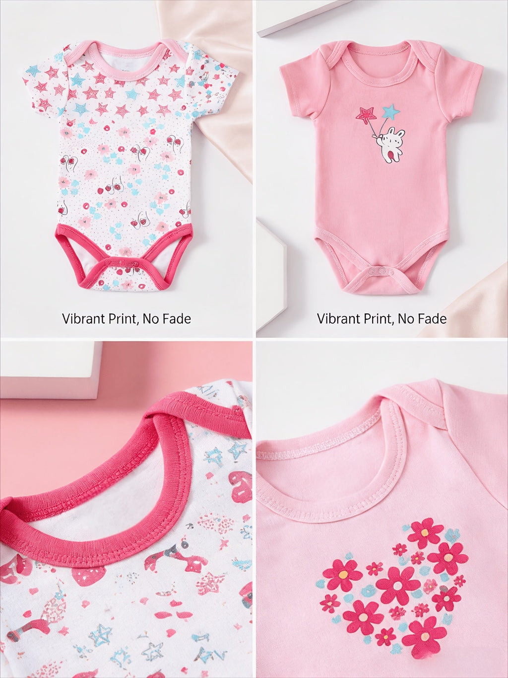 Baby Short-Sleeve Bodysuits Two-Pack with Assorted Prints and Snap Closures for Everyday Outfits