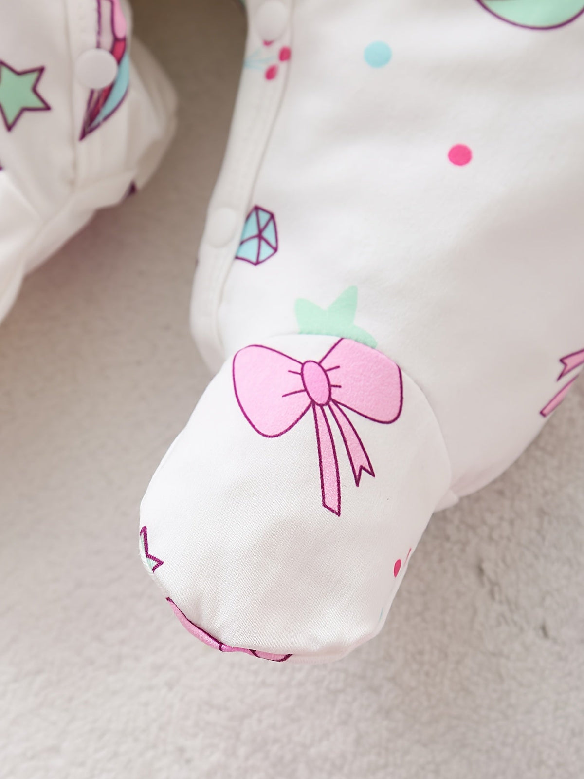 Baby Girls' Unicorn Footed Rompers 3-Pack in Pink, White and Yellow with Long Sleeves for Daily Changes