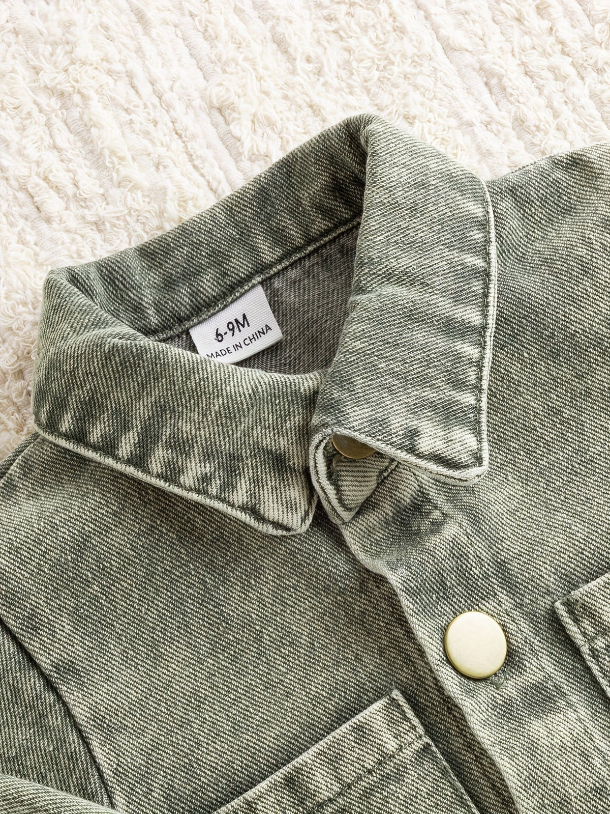 Baby Girls' Denim Jacket and Pants Set with Patch Pockets and an Elastic Waist for Casual Outings