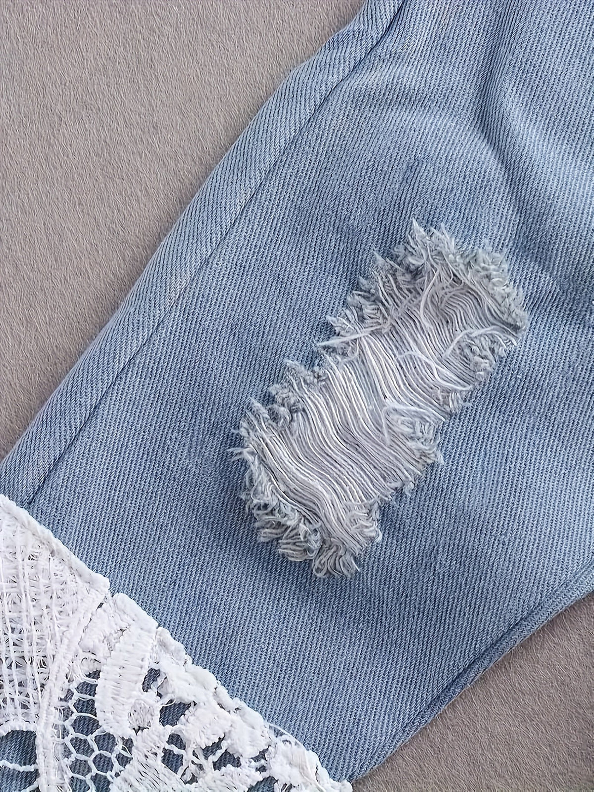 Baby Girls Outfit Set - Denim-Look Lace