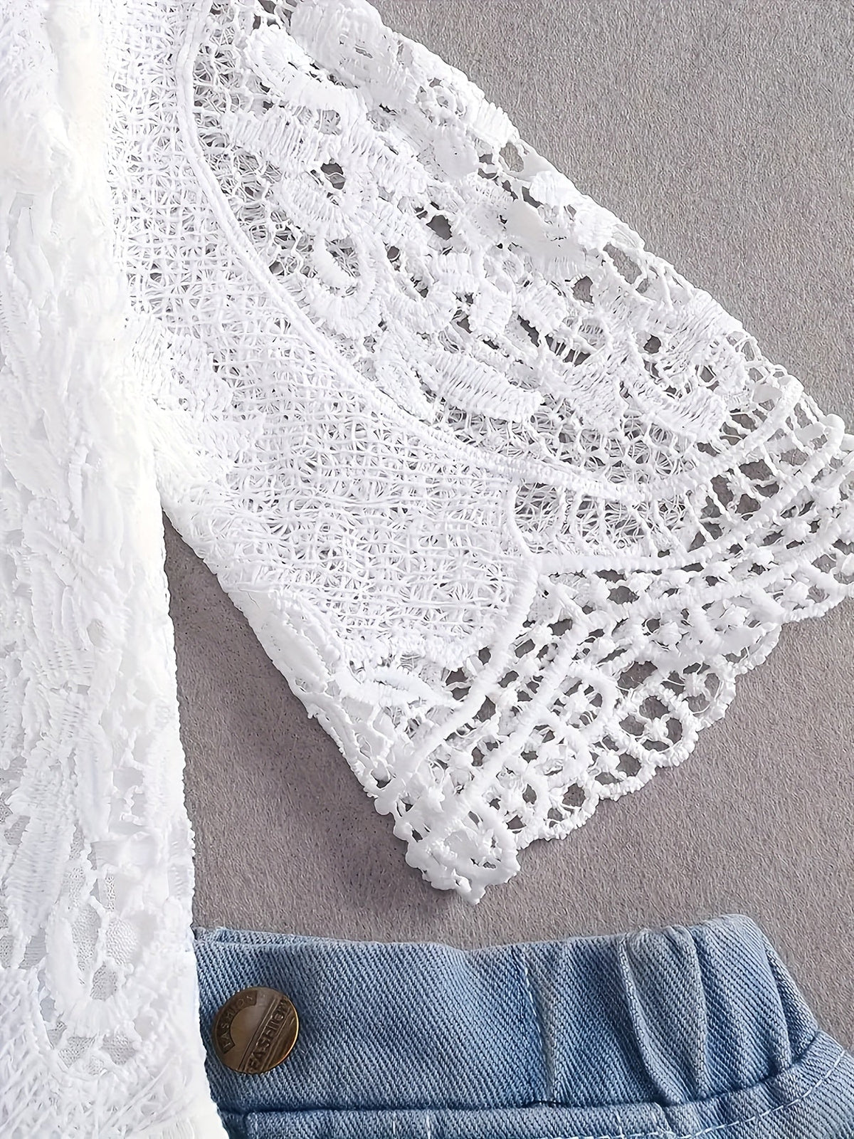 Baby Girls Outfit Set - Denim-Look Lace