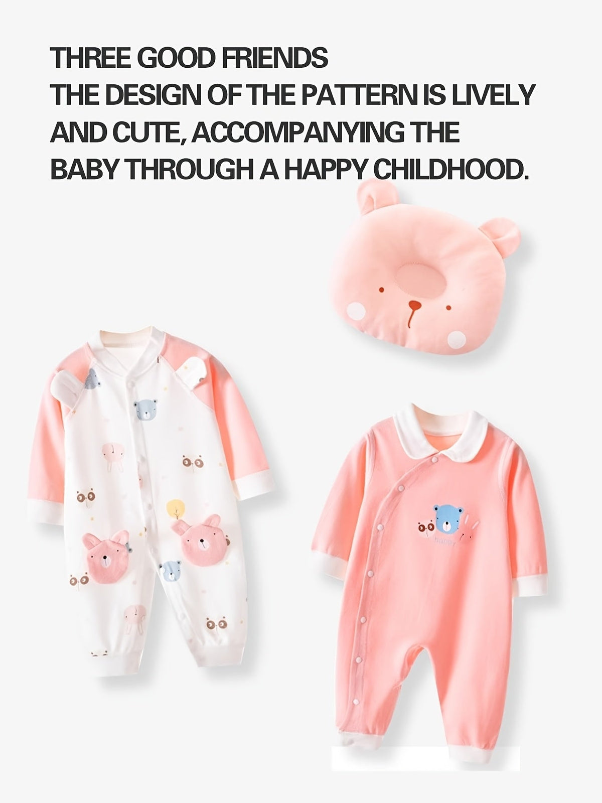 Pink Baby Clothing Set Featuring 26 Pieces of Bear Print Outfits, Bibs and Receiving Blankets