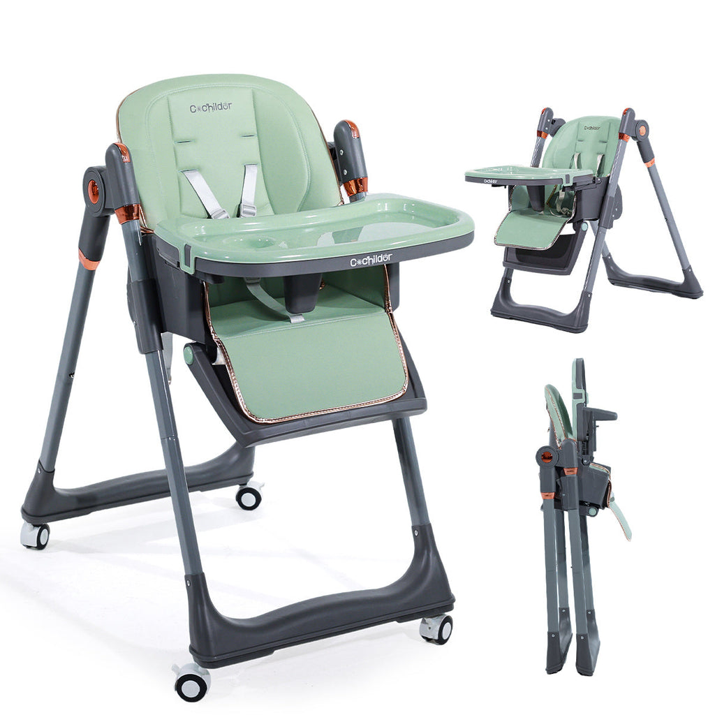 Adjustable Baby High Chair with a Removable Tray and Folding Frame, Four Height Settings for Family Mealtimes