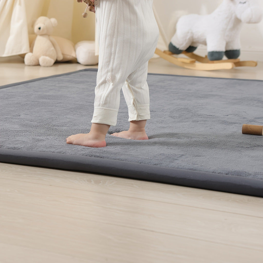 Cushioned Baby Play Mat with a Coral Velvet Surface and 1.1-Inch Memory Foam for Comfortable Floor Time