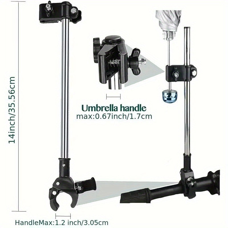 Adjustable Umbrella Holder for Compatible Strollers and Mobility Aids with a Clamp-On Support Rod