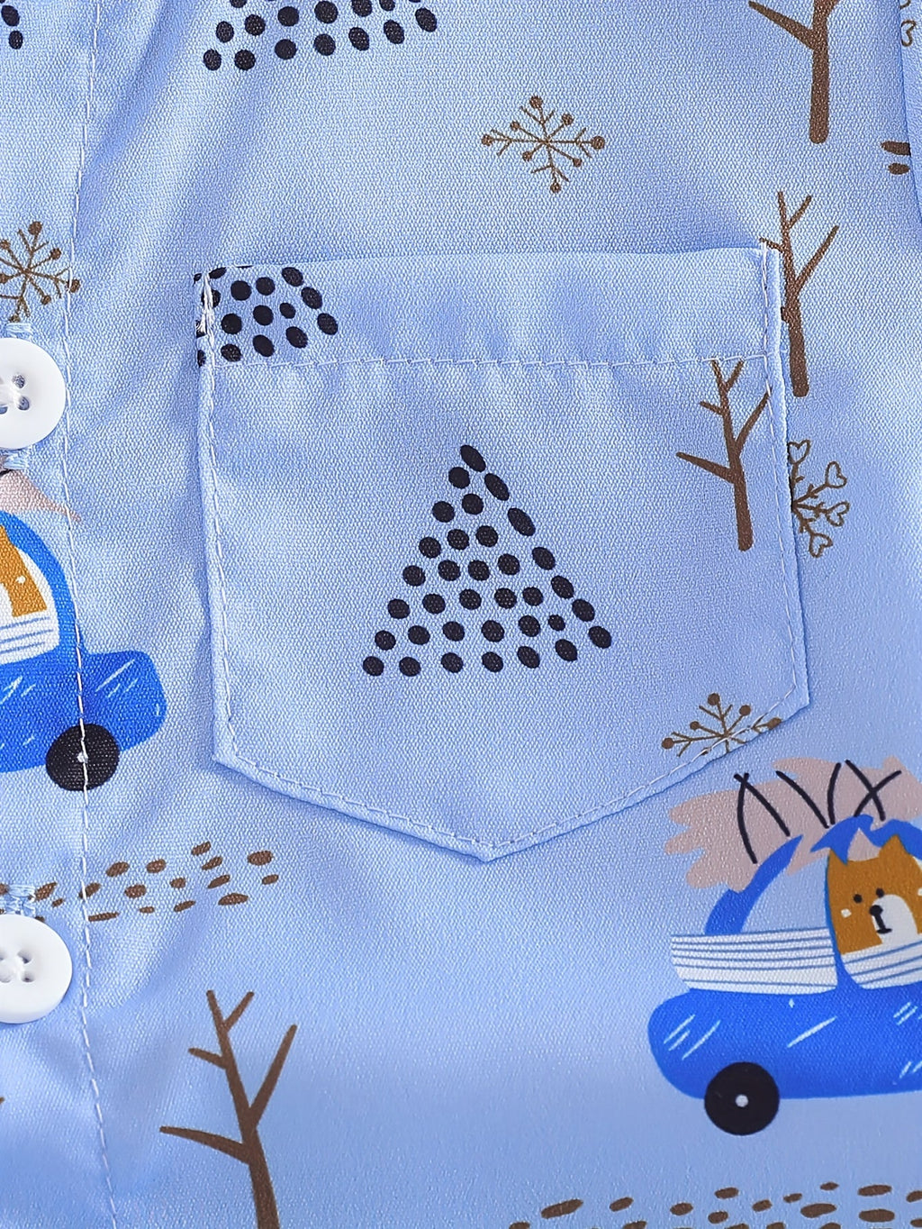 Boys' Car Print Shirt and Shorts Set with a Button Front and Elastic Waist for Summer Days and Beach Trips