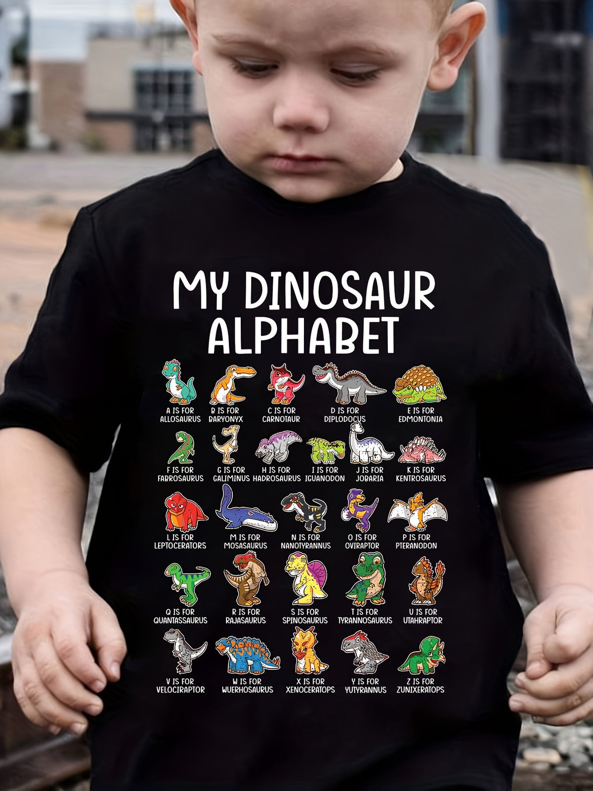 Boys' Dinosaur T-Shirt with a Colorful Cartoon and Letter Print for Everyday Short Sleeve Casual Wear