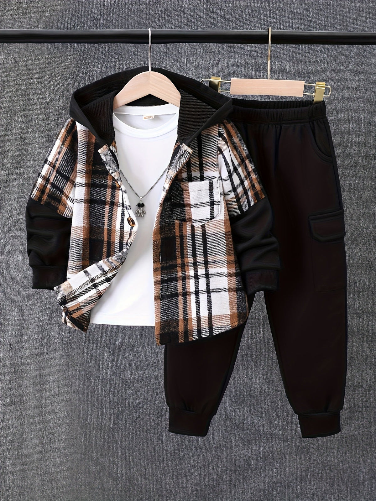 Boys' Plaid Outfit Set - Long Sleeve Winter