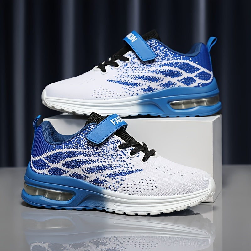 Boys' Low-Top Sneakers with Flame-Style Patterns and Instep Straps for Colorful Everyday Casual Wear