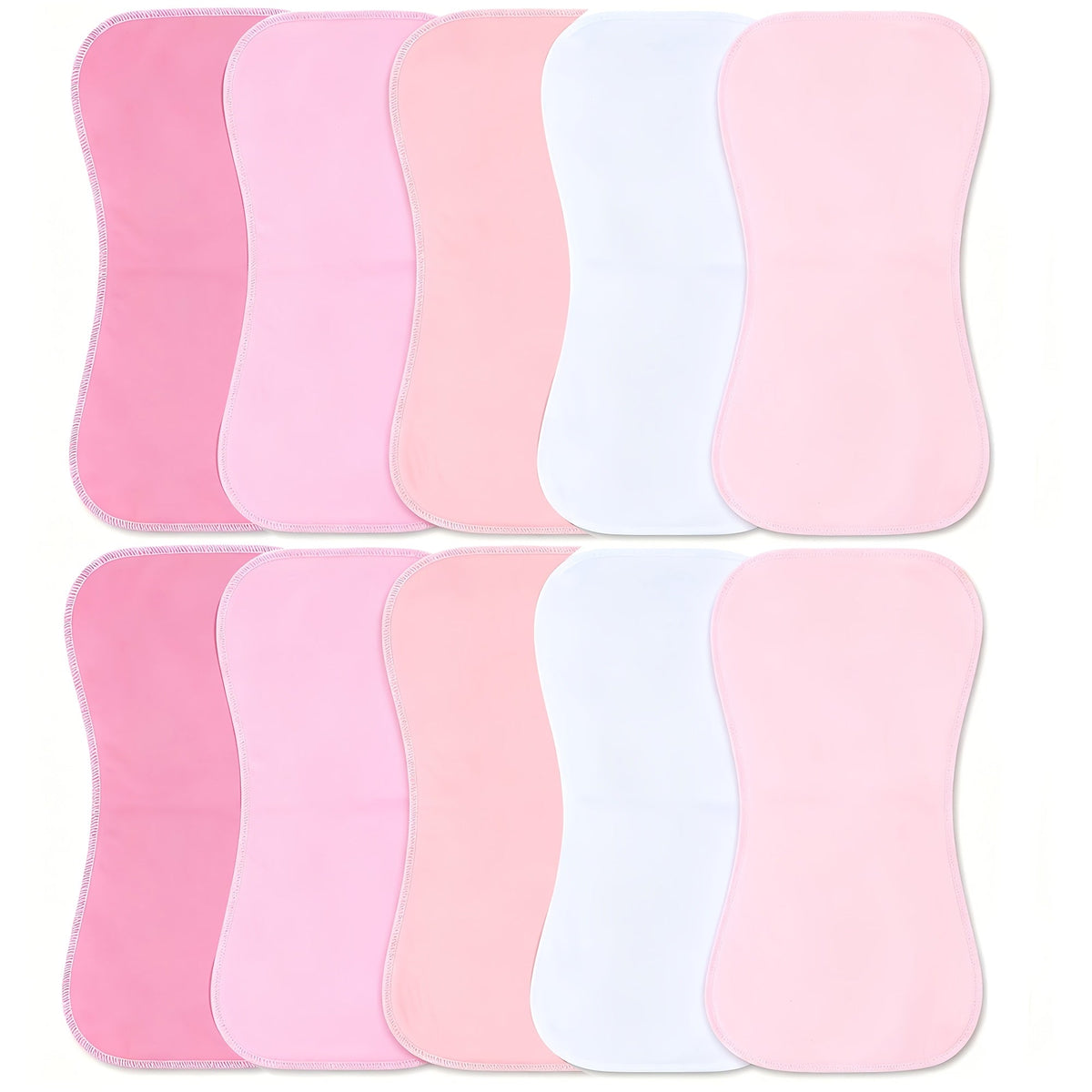 Baby Burp Cloths 10-Pack in Mixed Floral and Animal Prints with Curved Edges for Everyday Shoulder Coverage