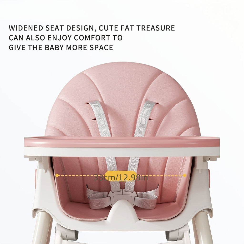 Convertible Baby High Chair for Dining and Rocking with a Folding Frame and Adjustable Reclining Backrest