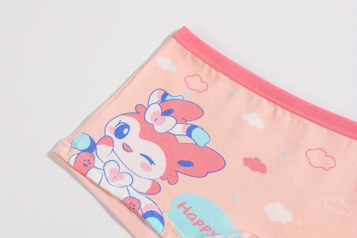 Girls' Cotton Boxer Briefs Eight Pack with Random Animal and Cartoon Prints for Daily Underwear Changes