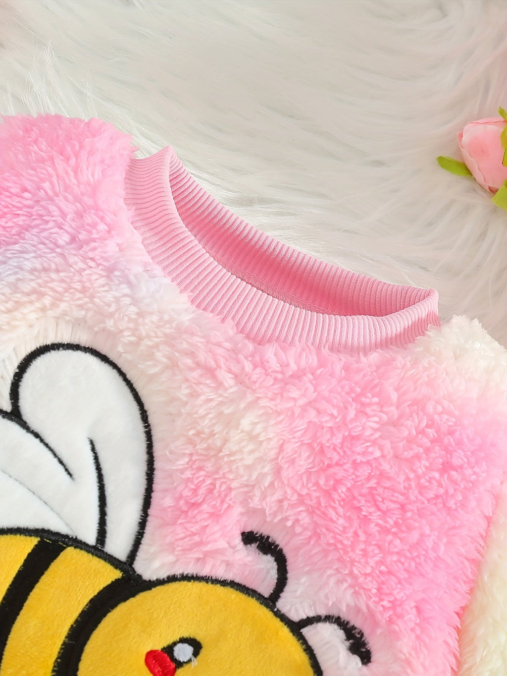 Baby Girl 3 Piece Bee Outfit Set in Plush Pastel Tie Dye with a Hooded Vest for Cooler Weather Layers