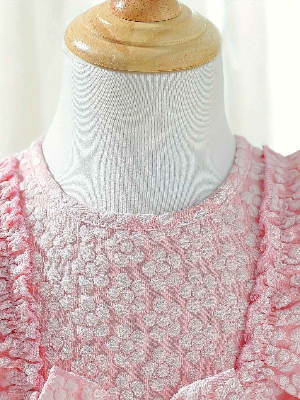 Baby Girl White Party Dress with Textured Bodice and Floral Mesh Skirt Plus a Matching Waist Bow
