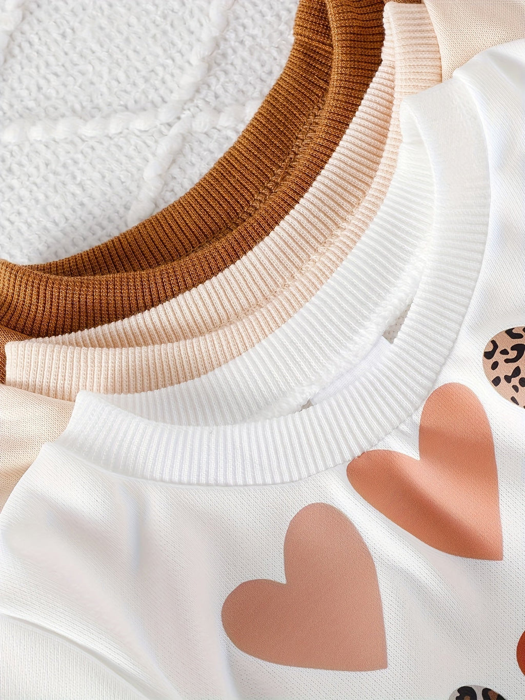 Girls' Sweatshirt and Jogger Sets with Heart and Leopard Prints in a Six-Piece Pack for Everyday Outfits