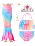 Girls' Mermaid Tail Costume 5-Piece Set with Matching Top and Briefs for Imaginative Dress-Up