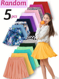 Girls' Random Skorts Five Pack with Built In Shorts and Elastic Waists for Playdates and Summer Casual Outfits
