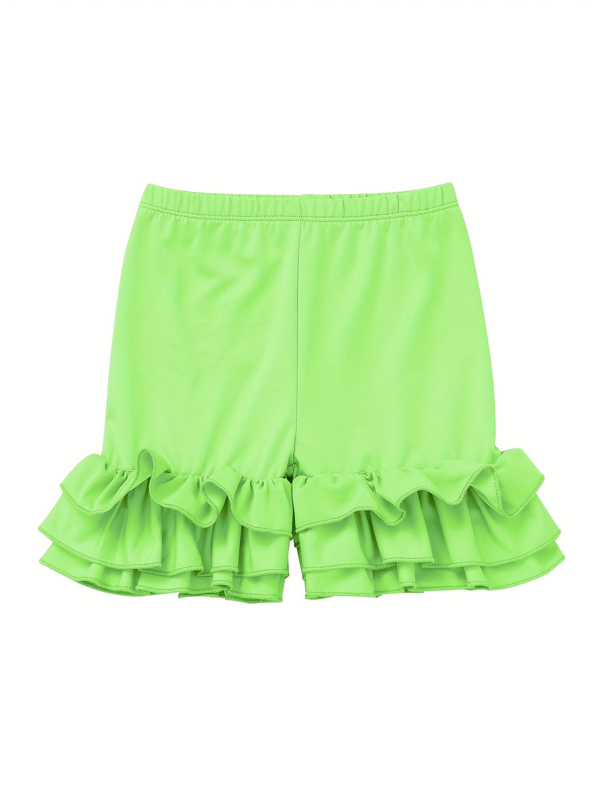 Girls' Ruffle Hem Shorts Six Pack in Solid Colors with Elastic Waists for Playful Summer Outfits