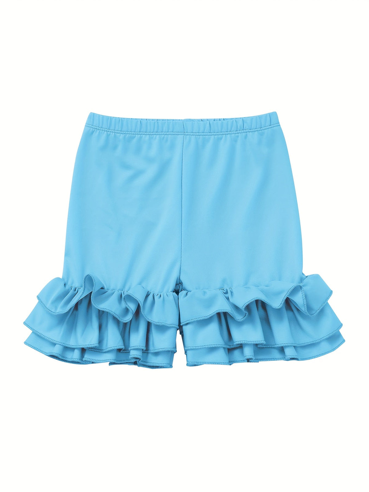 Girls' Ruffle Hem Shorts Six Pack in Solid Colors with Elastic Waists for Playful Summer Outfits