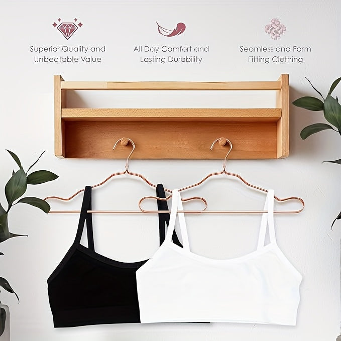 Girls' Training Bras 12-Pack in Assorted Solid Colors with Slim Shoulder Straps for Everyday Layering