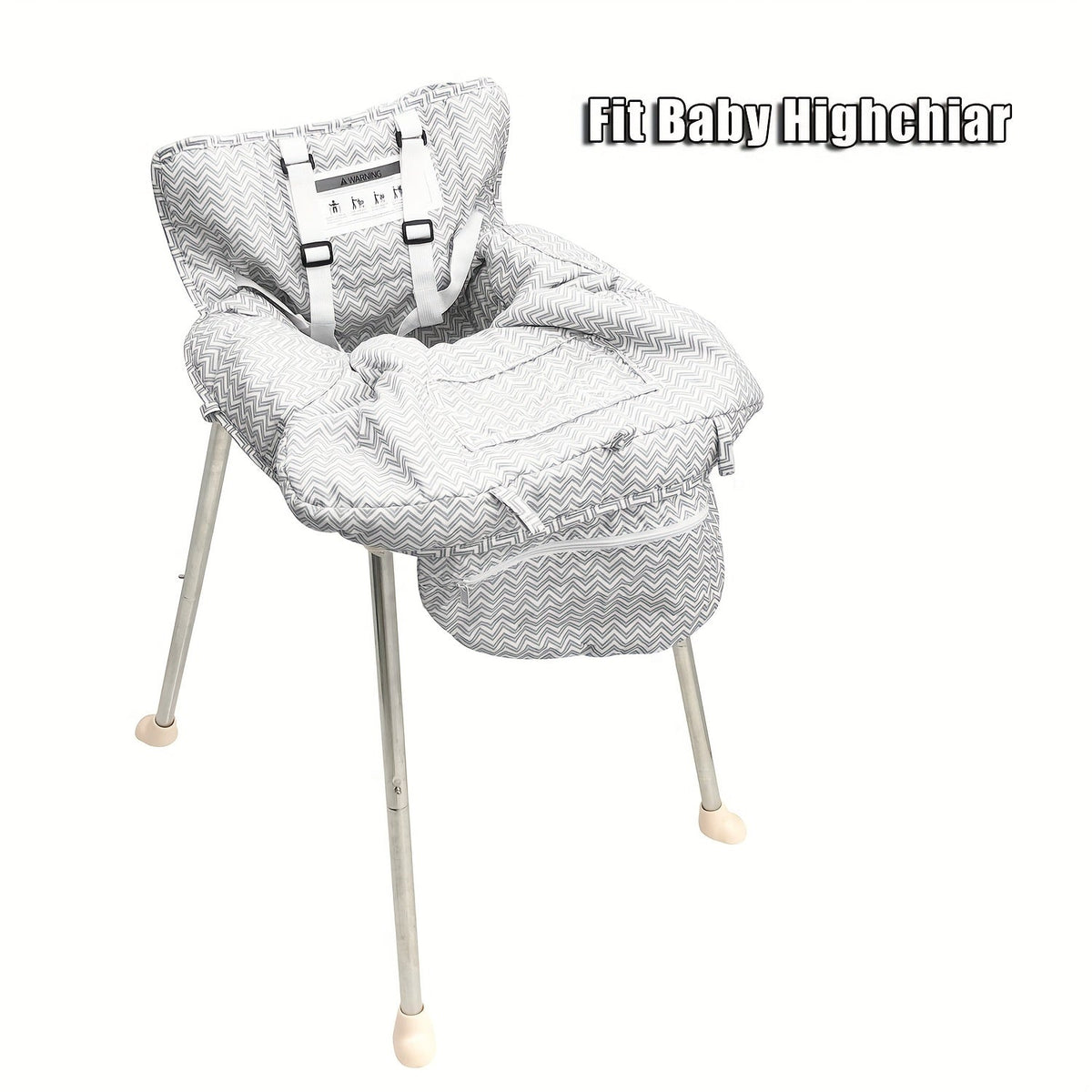 Thick Padded Baby Shopping Cart and High Chair Cover with Contoured Side Cushions and Patterned Fabric