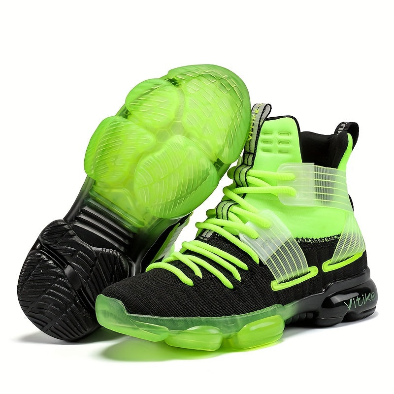Kids' Blue High Top Sneakers with Crossed Ankle Straps and Translucent Sole Sections for Casual Wear