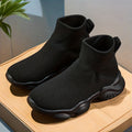 Kids Sock Sneakers with Ribbed High-Top Cuffs and Sculpted Soles for School Days and Casual Outfits