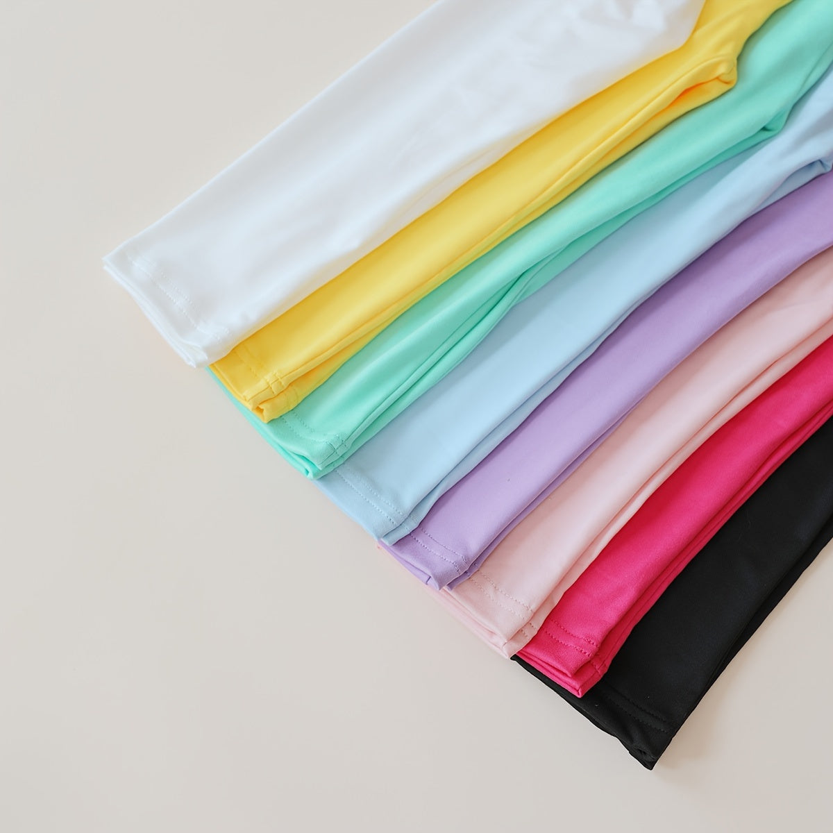 Girls' Capri Leggings Eight Pack with Elastic Waists in Bright and Pastel Solid Colors for Everyday Wear