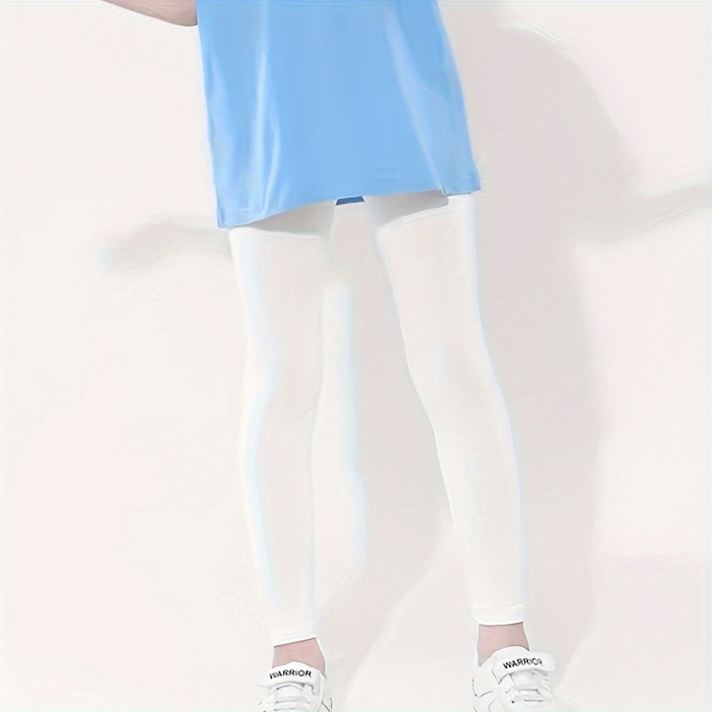 Girls' Capri Leggings Eight Pack with Elastic Waists in Bright and Pastel Solid Colors for Everyday Wear