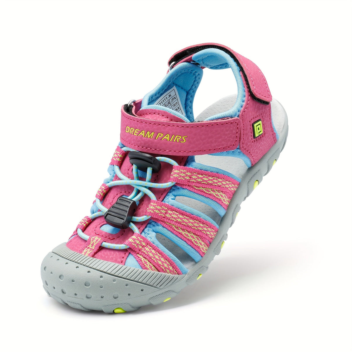 Kids' Closed-Toe Sport Sandals with Bungee Laces and Adjustable Ankle Straps for Summer Outdoor Play