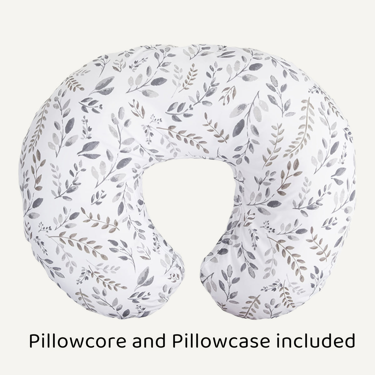 C-Shaped Nursing Pillow with a Removable Printed Cover for Supporting the Arms During Seated Feeding