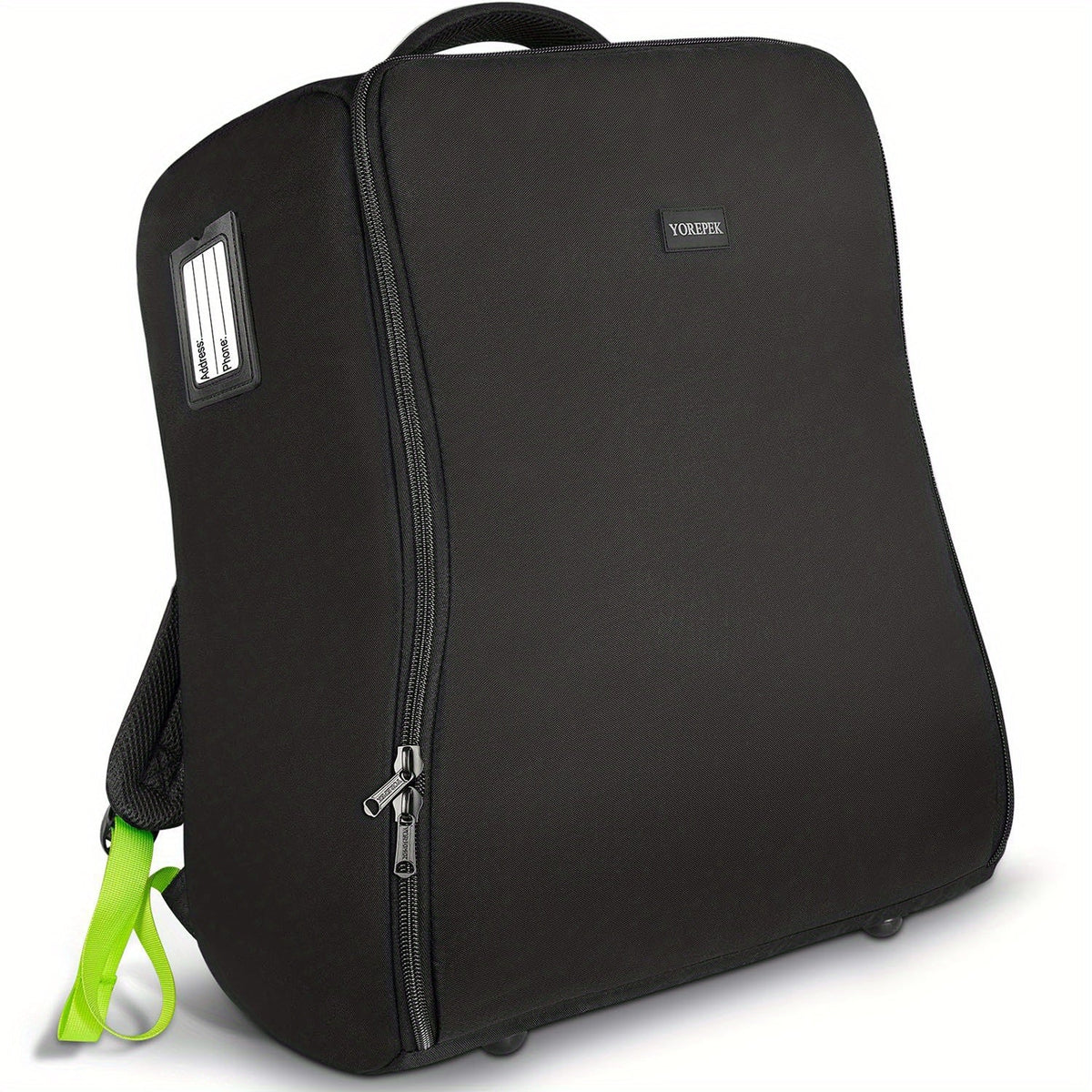 Padded Stroller Travel Bag in Black with Green Lining and Three Layer Fabric Construction for MINU