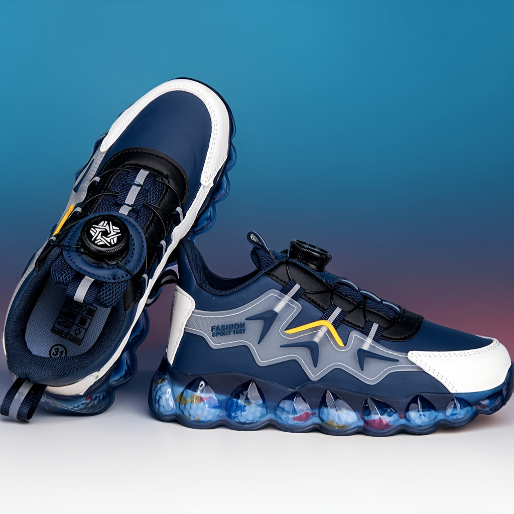 Blue Dial Closure Sneakers for Kids with Lightning Side Details and Sculpted Translucent Sole Edges