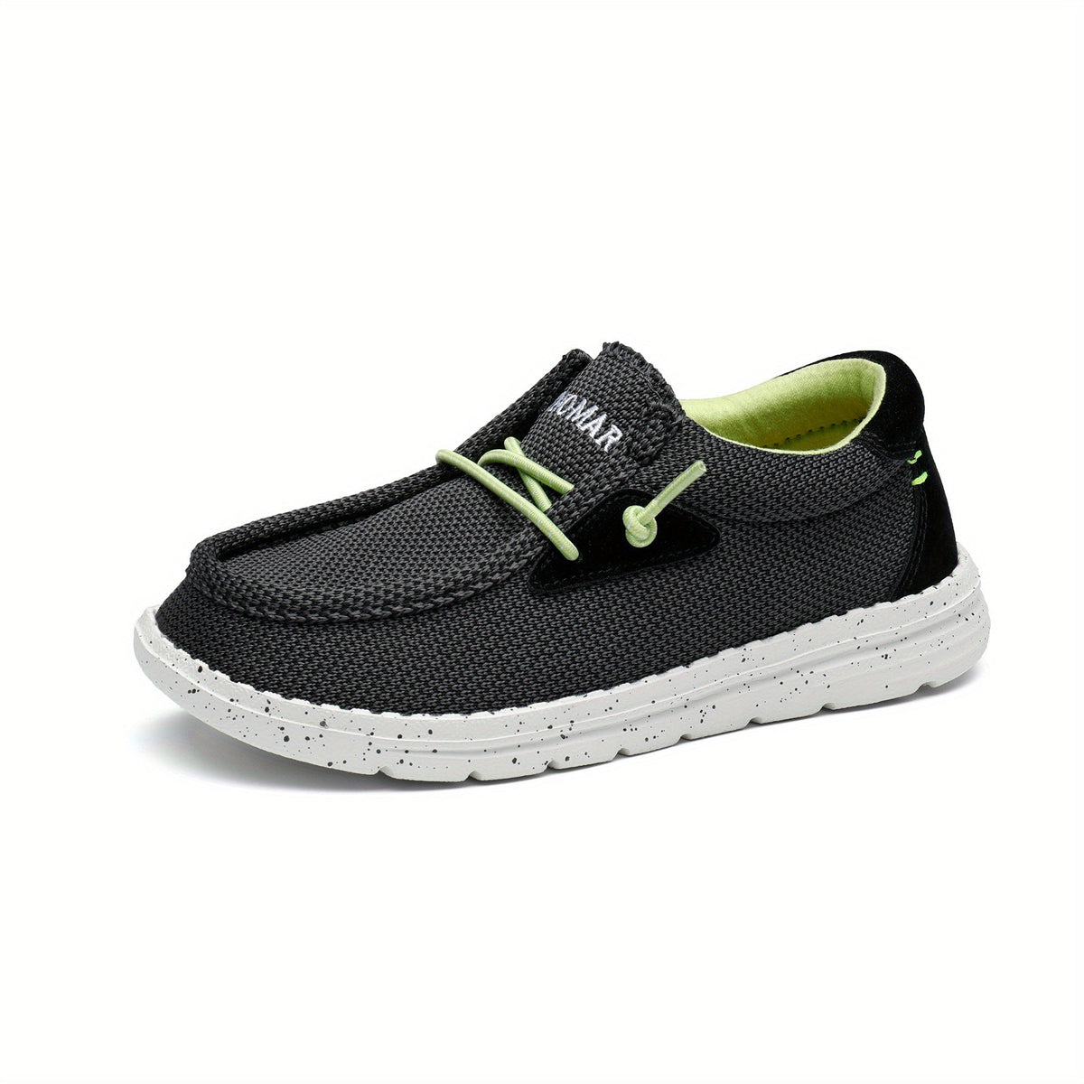 Slip On Loafers for Kids with Textured Fabric Uppers and Speckled White Soles for Everyday Outfits