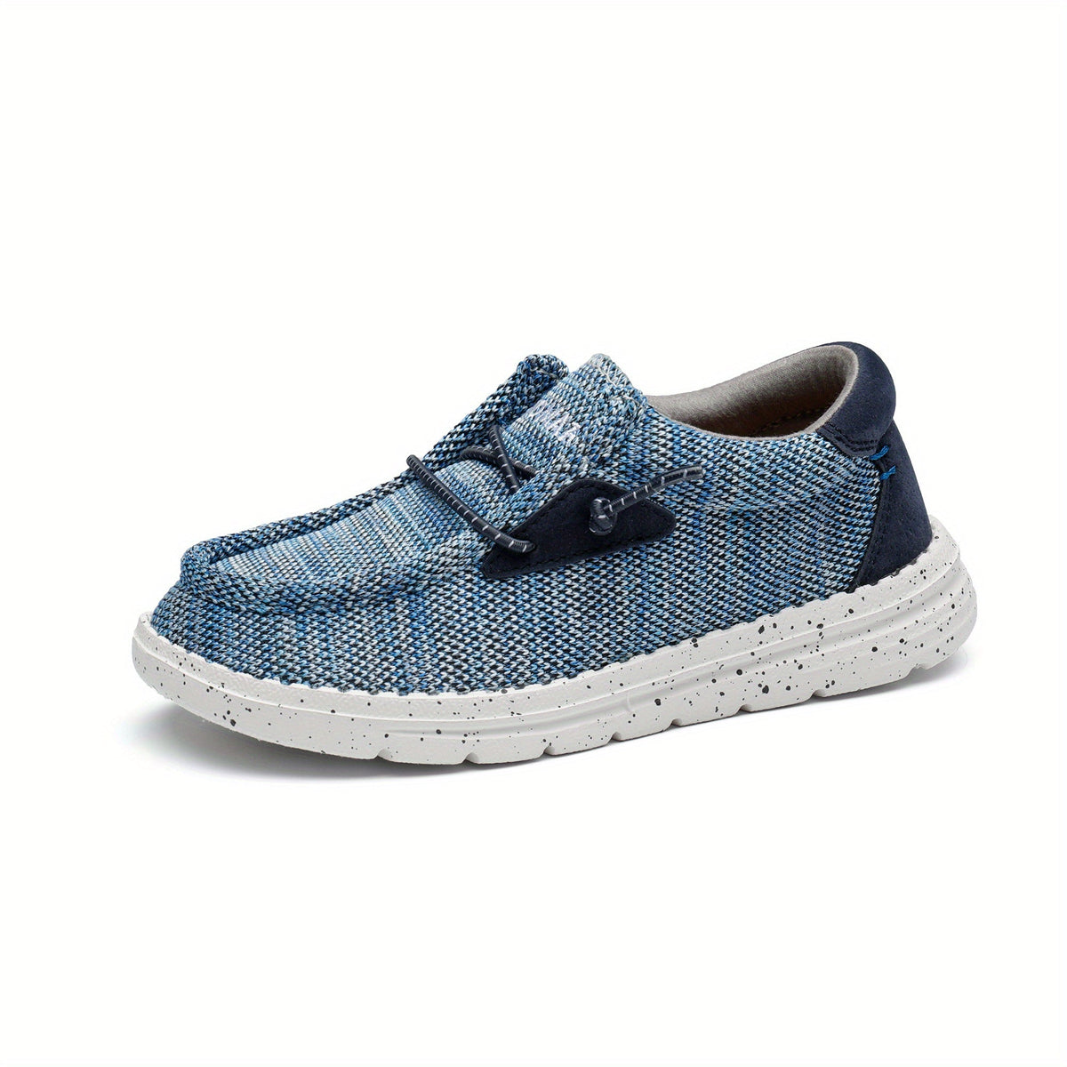 Slip On Loafers for Kids with Textured Fabric Uppers and Speckled White Soles for Everyday Outfits